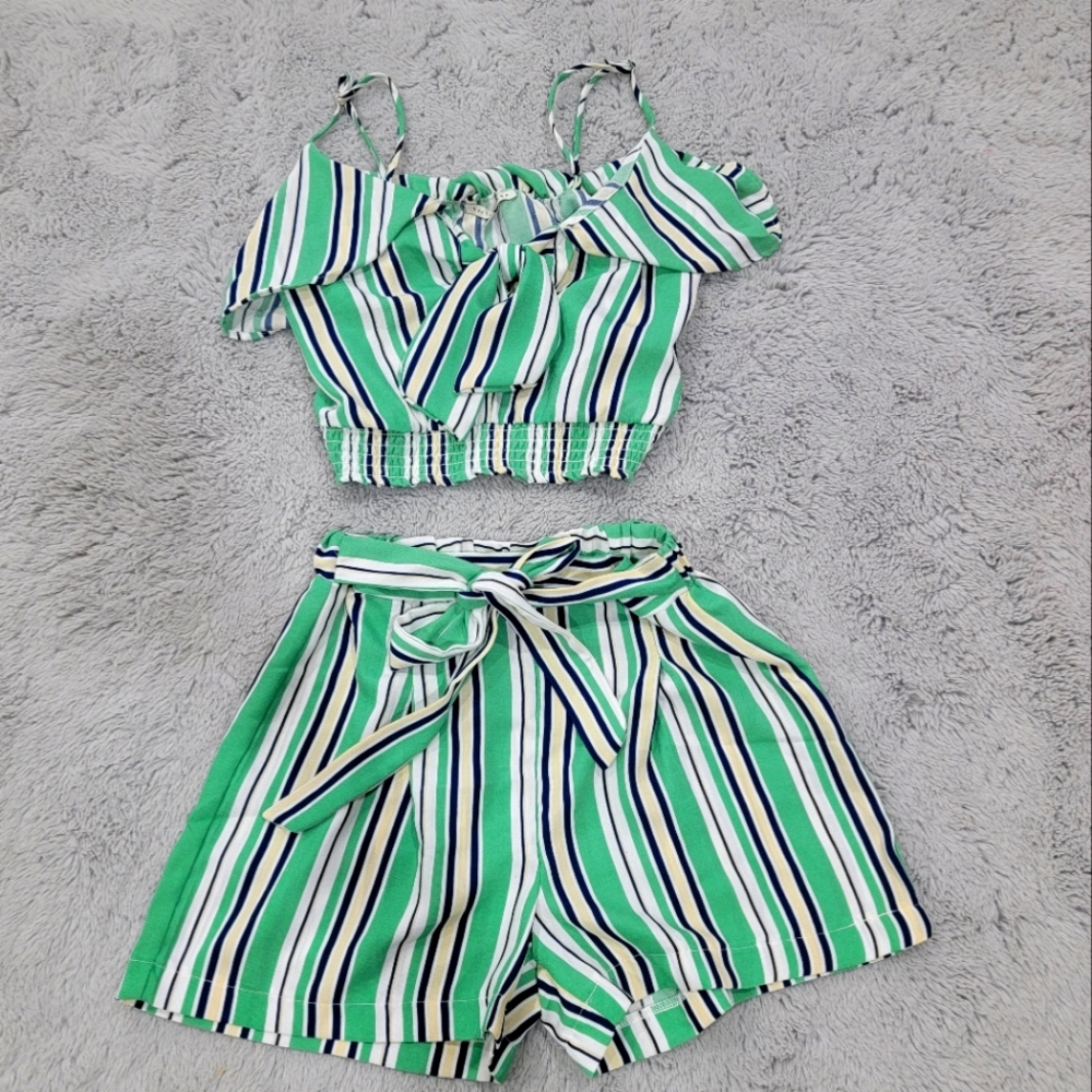 2 piece striped short set